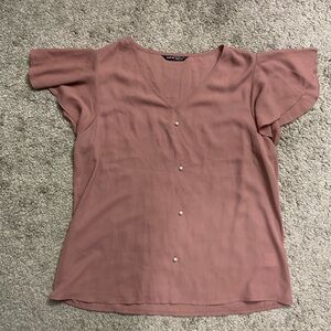 SHEIN Dusty Rose Flutter Sleeve Blouse